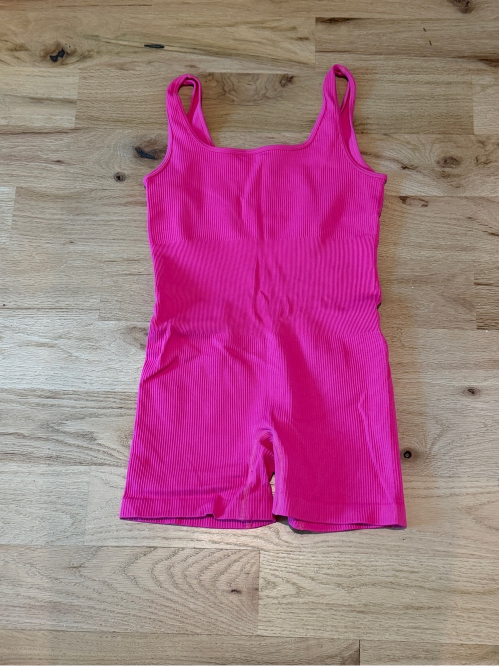 Hot Pink Ribbed Workout Romper